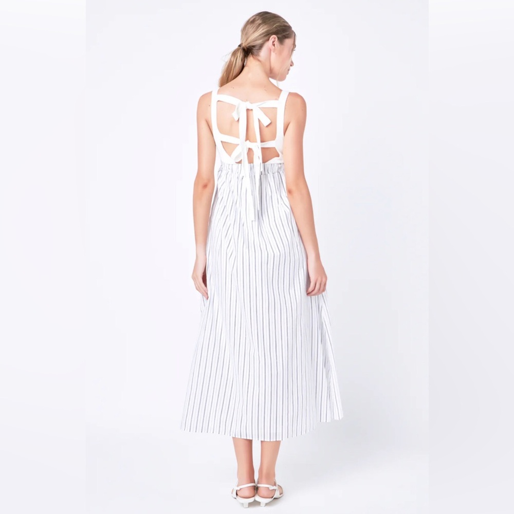 Chic White and Blue Striped Maxi Dress NWOT - Picture 3 of 11